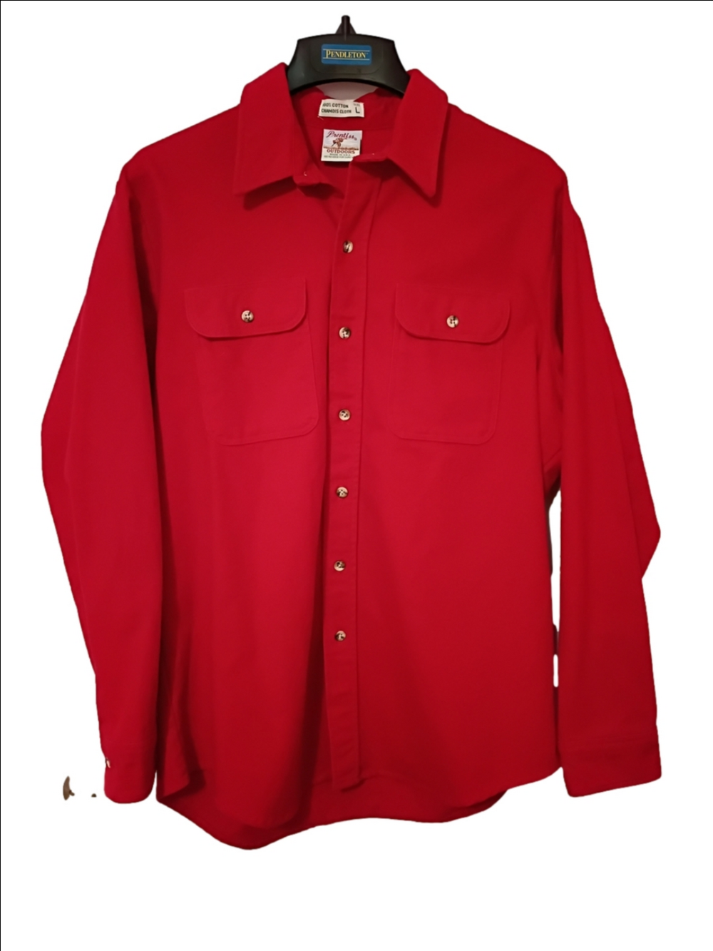 Prentiss Men’s Red Long-Sleeve Button-Front Shirt Cotton Chamois